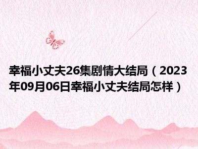 幸福小丈夫26集剧情大结局（2023年09月06日幸福小丈夫结局怎样）