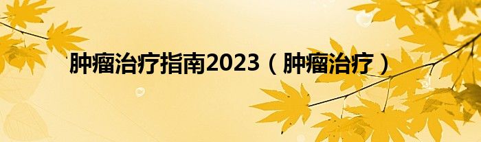  肿瘤治疗指南2023（肿瘤治疗）