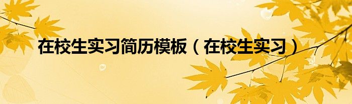  在校生实习简历模板（在校生实习）