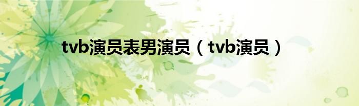  tvb演员表男演员（tvb演员）