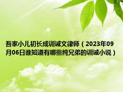 吾家小儿初长成训诫文律师（2023年09月06日谁知道有哪些纯兄弟的训诫小说）