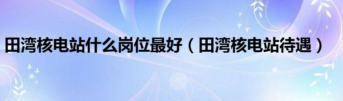  田湾核电站什么岗位最好（田湾核电站待遇）