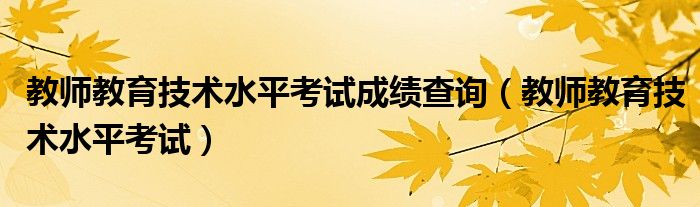  教师教育技术水平考试成绩查询（教师教育技术水平考试）