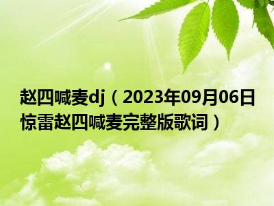 赵四喊麦dj（2023年09月06日惊雷赵四喊麦完整版歌词）