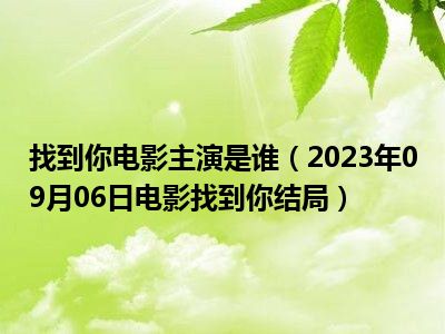 找到你电影主演是谁（2023年09月06日电影找到你结局）