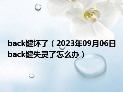 back键坏了（2023年09月06日back键失灵了怎么办）