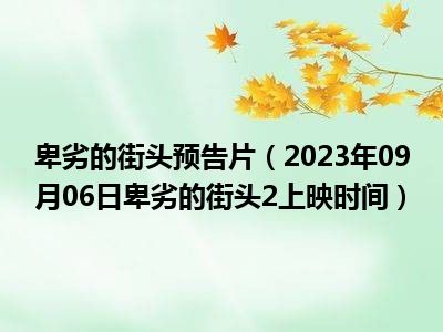 卑劣的街头预告片（2023年09月06日卑劣的街头2上映时间）