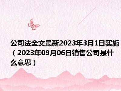 公司法全文最新2023年3月1日实施（2023年09月06日销售公司是什么意思）