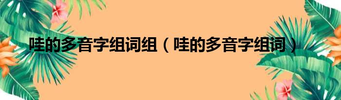 哇的多音字组词组（哇的多音字组词）