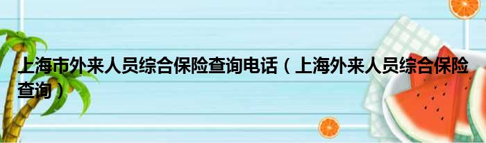 上海市外来人员综合保险查询电话（上海外来人员综合保险查询）