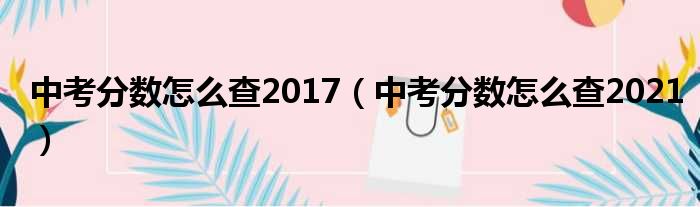 中考分数怎么查2017（中考分数怎么查2021）