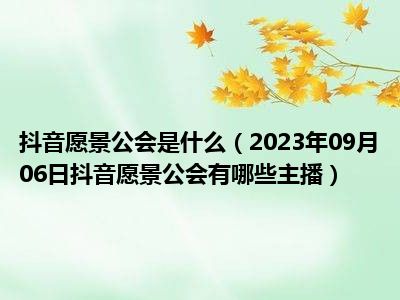 抖音愿景公会是什么（2023年09月06日抖音愿景公会有哪些主播）