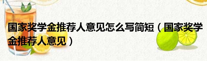 国家奖学金推荐人意见怎么写简短（国家奖学金推荐人意见）