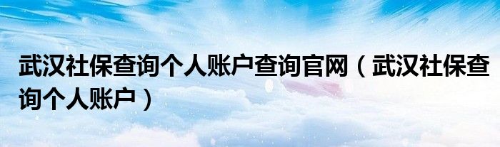  武汉社保查询个人账户查询官网（武汉社保查询个人账户）