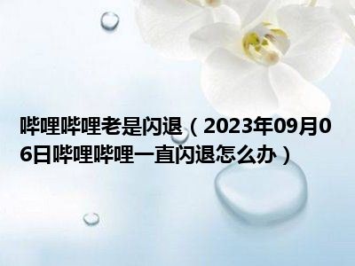 哔哩哔哩老是闪退（2023年09月06日哔哩哔哩一直闪退怎么办）