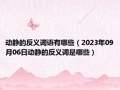 动静的反义词语有哪些（2023年09月06日动静的反义词是哪些）