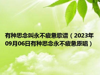 有种思念叫永不疲惫歌谱（2023年09月06日有种思念永不疲惫原唱）