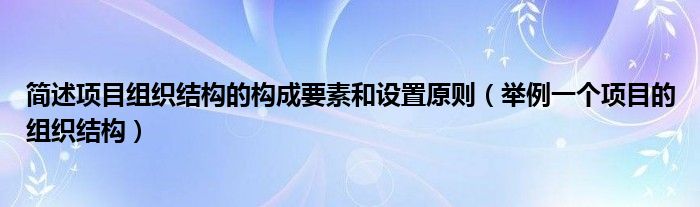  简述项目组织结构的构成要素和设置原则（举例一个项目的组织结构）