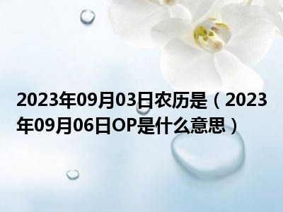 2023年09月03日农历是（2023年09月06日OP是什么意思）