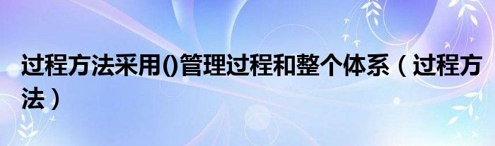  过程方法采用()管理过程和整个体系（过程方法）