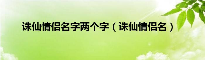  诛仙情侣名字两个字（诛仙情侣名）