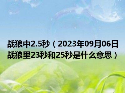 战狼中2.5秒（2023年09月06日战狼里23秒和25秒是什么意思）