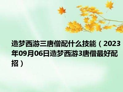 造梦西游三唐僧配什么技能（2023年09月06日造梦西游3唐僧最好配招）