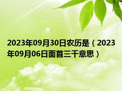 2023年09月30日农历是（2023年09月06日面首三千意思）