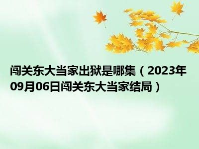 闯关东大当家出狱是哪集（2023年09月06日闯关东大当家结局）