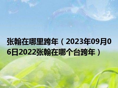 张翰在哪里跨年（2023年09月06日2022张翰在哪个台跨年）