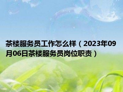 茶楼服务员工作怎么样（2023年09月06日茶楼服务员岗位职责）