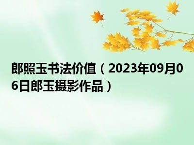 郎照玉书法价值（2023年09月06日郎玉摄影作品）