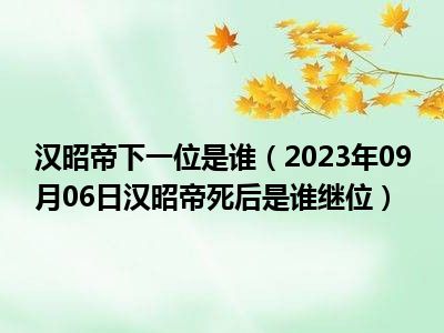 汉昭帝下一位是谁（2023年09月06日汉昭帝死后是谁继位）