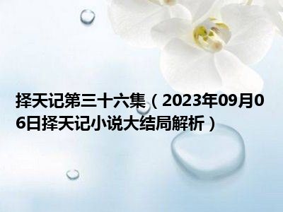 择天记第三十六集（2023年09月06日择天记小说大结局解析）