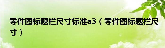  零件图标题栏尺寸标准a3（零件图标题栏尺寸）