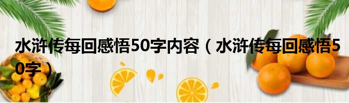 水浒传每回感悟50字内容（水浒传每回感悟50字）