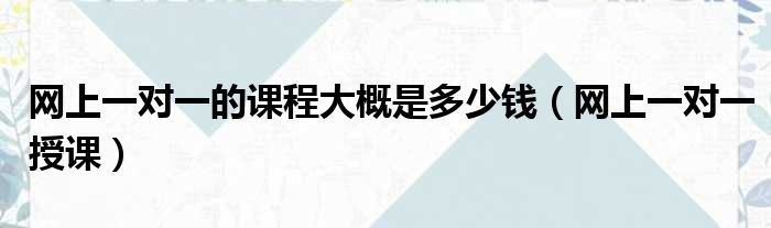 网上一对一的课程大概是多少钱（网上一对一授课）