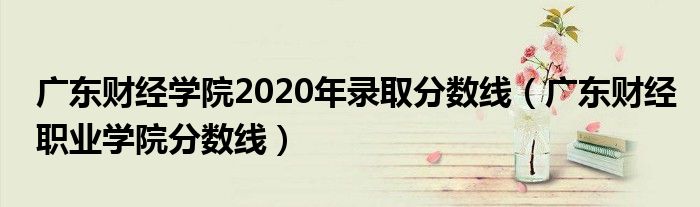  广东财经学院2020年录取分数线（广东财经职业学院分数线）