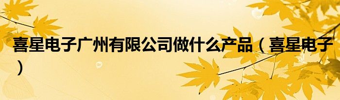  喜星电子广州有限公司做什么产品（喜星电子）