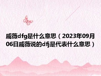 戚薇dfg是什么意思（2023年09月06日戚薇说的dfj是代表什么意思）