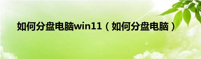  如何分盘电脑win11（如何分盘电脑）