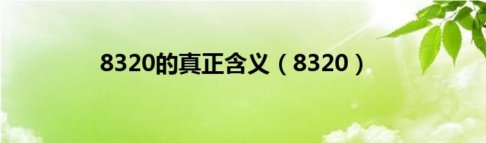  8320的真正含义（8320）