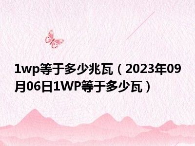 1wp等于多少兆瓦（2023年09月06日1WP等于多少瓦）