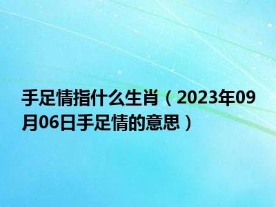 手足情指什么生肖（2023年09月06日手足情的意思）