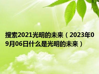 搜索2021光明的未来（2023年09月06日什么是光明的未来）