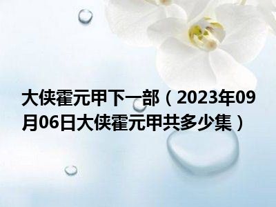 大侠霍元甲下一部（2023年09月06日大侠霍元甲共多少集）