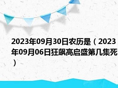 2023年09月30日农历是（2023年09月06日狂飙高启盛第几集死）