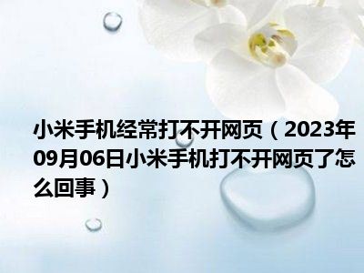 小米手机经常打不开网页（2023年09月06日小米手机打不开网页了怎么回事）