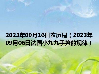 2023年09月16日农历是（2023年09月06日法国小九九手势的规律）