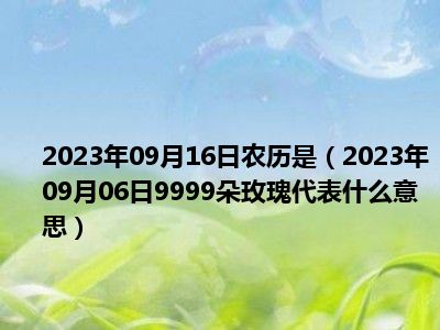 2023年09月16日农历是（2023年09月06日9999朵玫瑰代表什么意思）